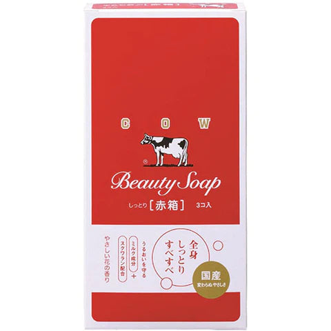 Cow Brand Soap Red Box 100g 3Pieces - TODOKU Japan - Japanese Beauty Skin Care and Cosmetics