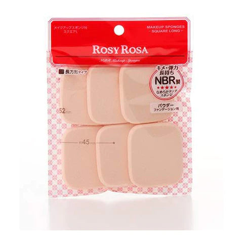 Rosy Rosa Makeup Sponge N - Square L - 6P - TODOKU Japan - Japanese Beauty Skin Care and Cosmetics