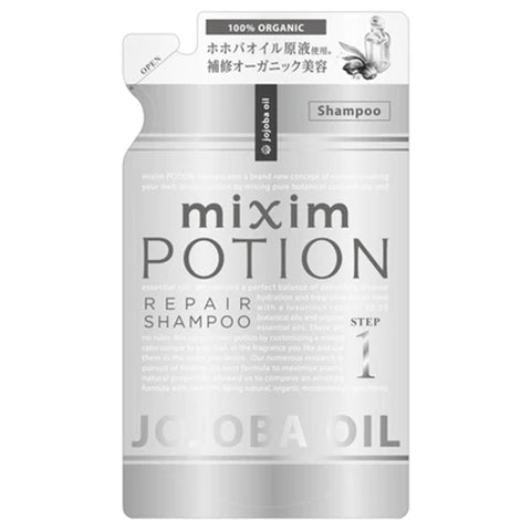 Mixim Potion Johoba Oil  Step1 Peapair Hair Shampoo Refill 350ml - Rose Geranium Essential Oil Scent - TODOKU Japan - Japanese Beauty Skin Care and Cosmetics