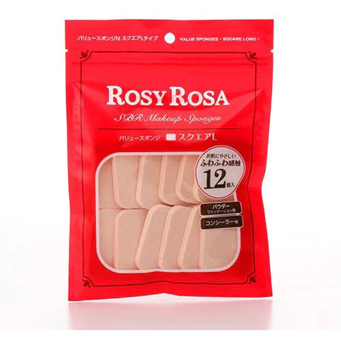 Rosy Rosa Value Sponge N - Square L Type - 12P - TODOKU Japan - Japanese Beauty Skin Care and Cosmetics