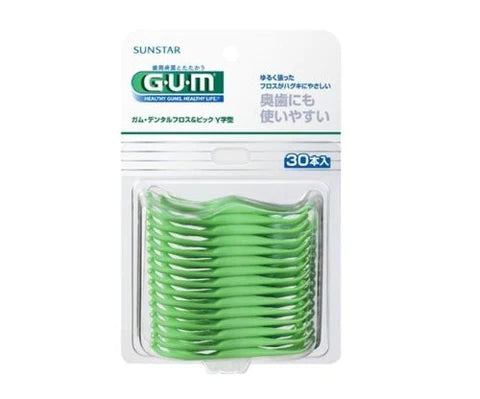 Tooth Care G.U.M Dental Floss & Pick Y Type 30pcs - TODOKU Japan - Japanese Beauty Skin Care and Cosmetics