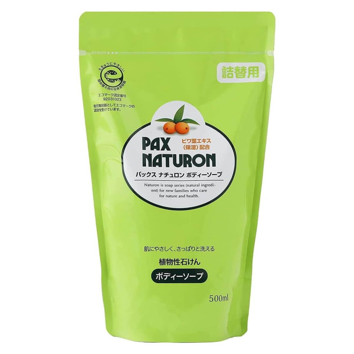 PAX NATURON Foaming Body Wash For Sensitive Skin Fresh Herbal Green Scent Refill - 500mL - TODOKU Japan - Japanese Beauty Skin Care and Cosmetics