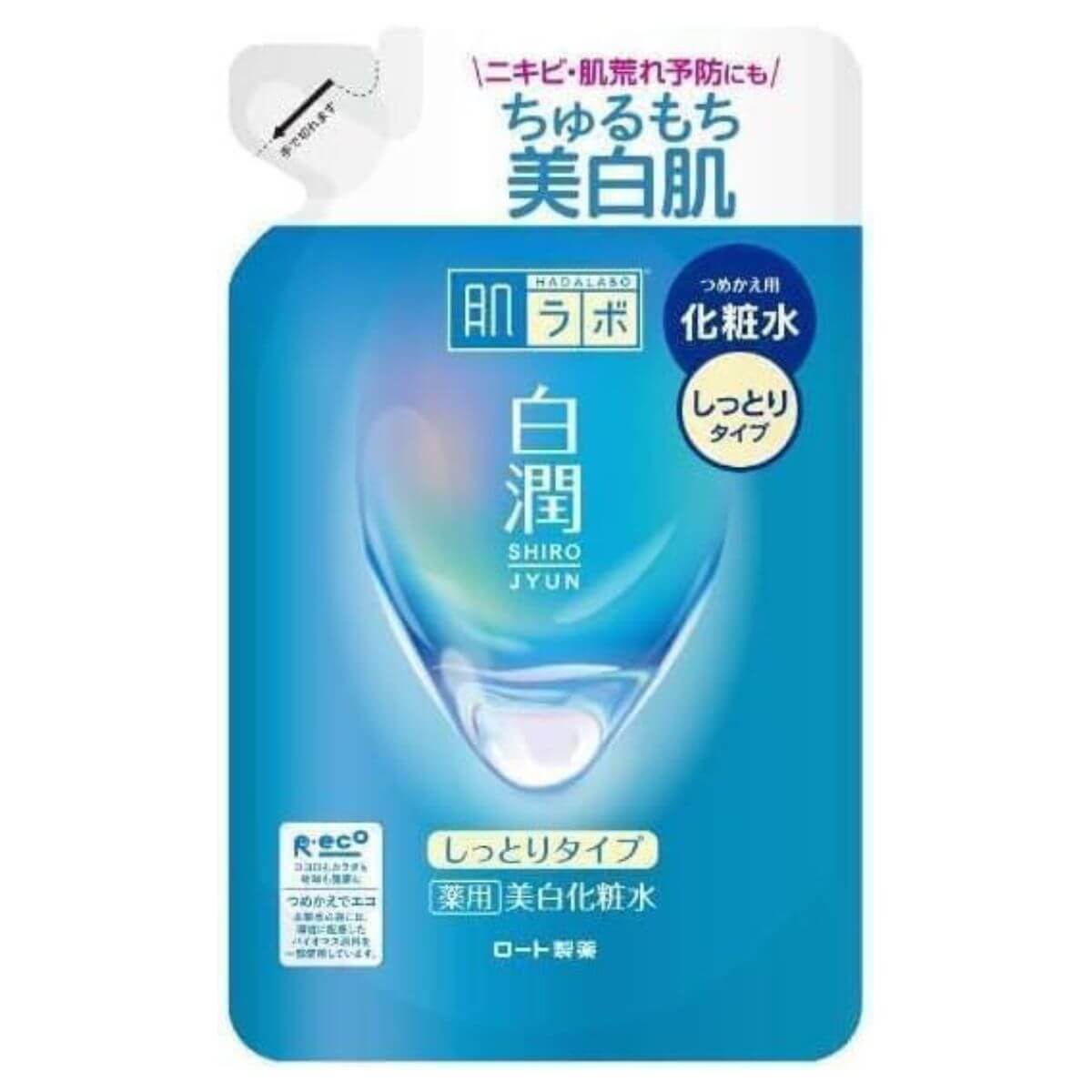 Rohto Hadalabo Shirojun Wakan Hatomugi Essence Whitening Skin Lotion 170ml - Moist Refill - TODOKU Japan - Japanese Beauty Skin Care and Cosmetics