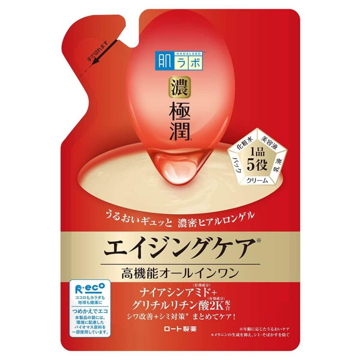 Rohto Hadalabo Gokujun Aging Care Hari All In One Perfect Gel 80g - Refill