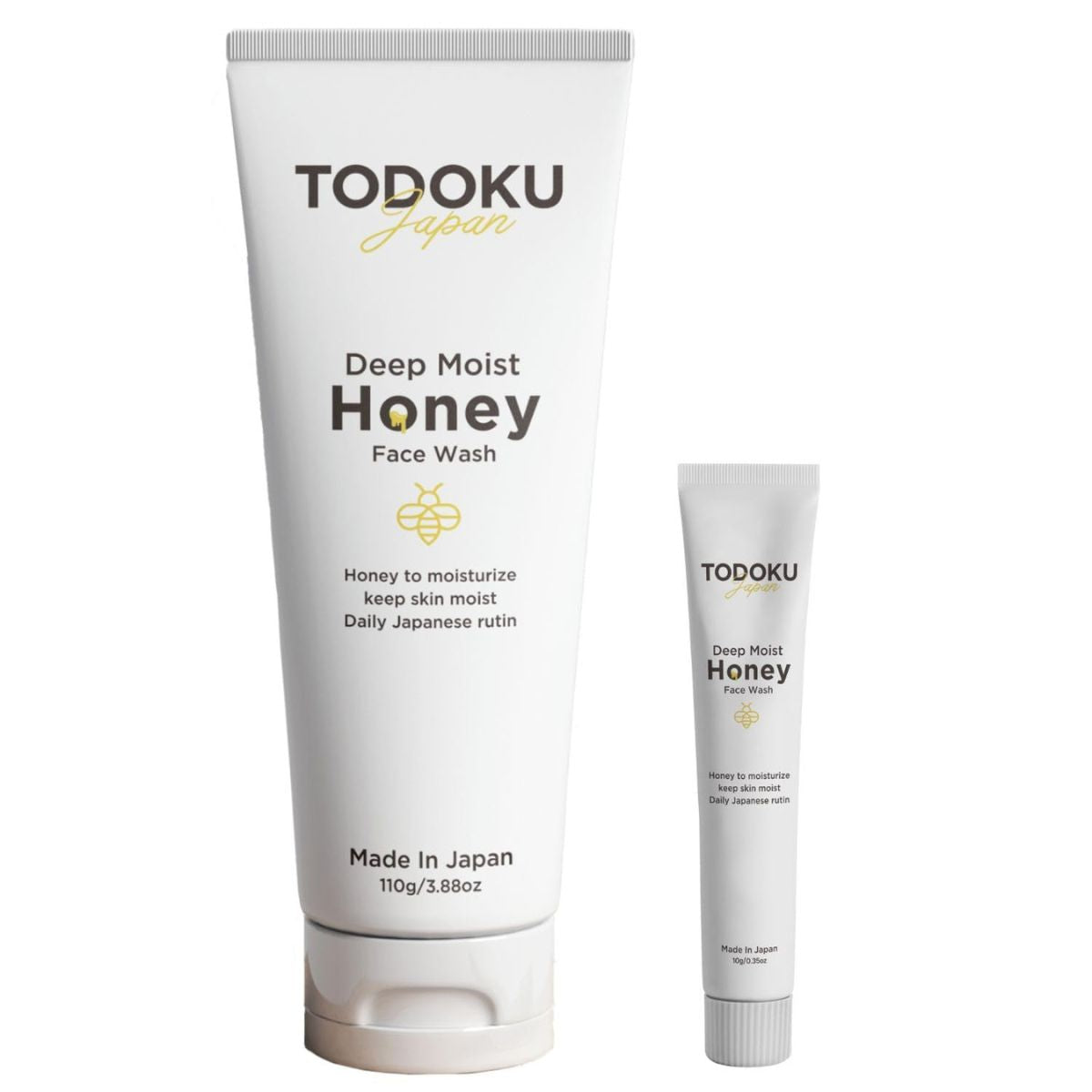 TODOKU JAPAN Deep Moist Honey Face Wash - 110g + 10g Travel Size Set