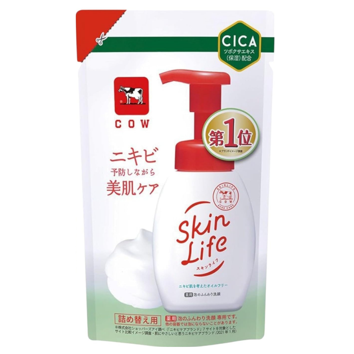 Cow Brand Skin Life Whip Face Wash Refill -140mL