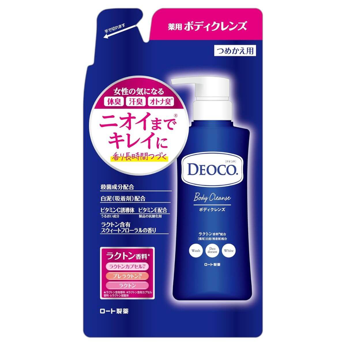 Rohto DEOCO Medicinal Deodorant Body Cleanse Body Soap Unisex Refill - 250ml