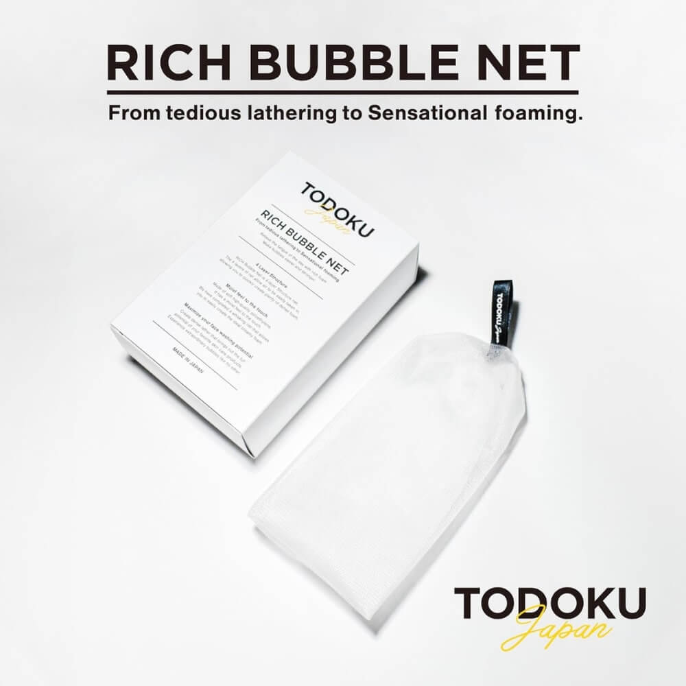 TODOKU Japan Rich Bubble Face Wash Soap Net, 4 Layer Mesh, Marshmallow Whip Maker